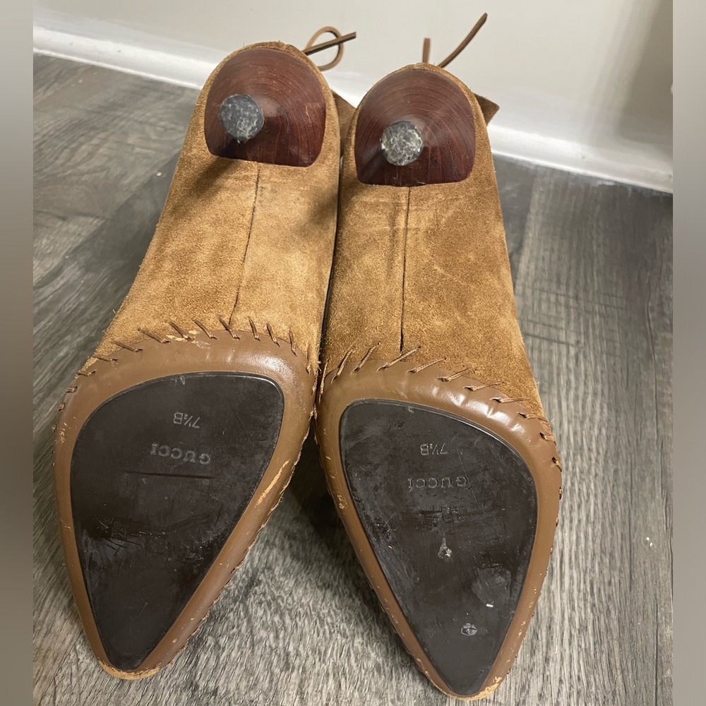 Gucci Camel Suede Whipstitch Boots - Picture 6 of 10